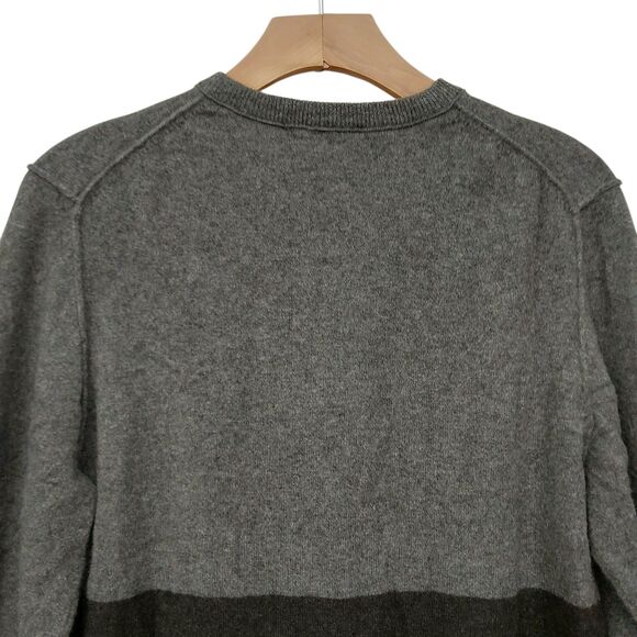 Vince Sweater Mens Medium Gray Black 100% Cashmere Color Block Knitted Office - Picture 6 of 12